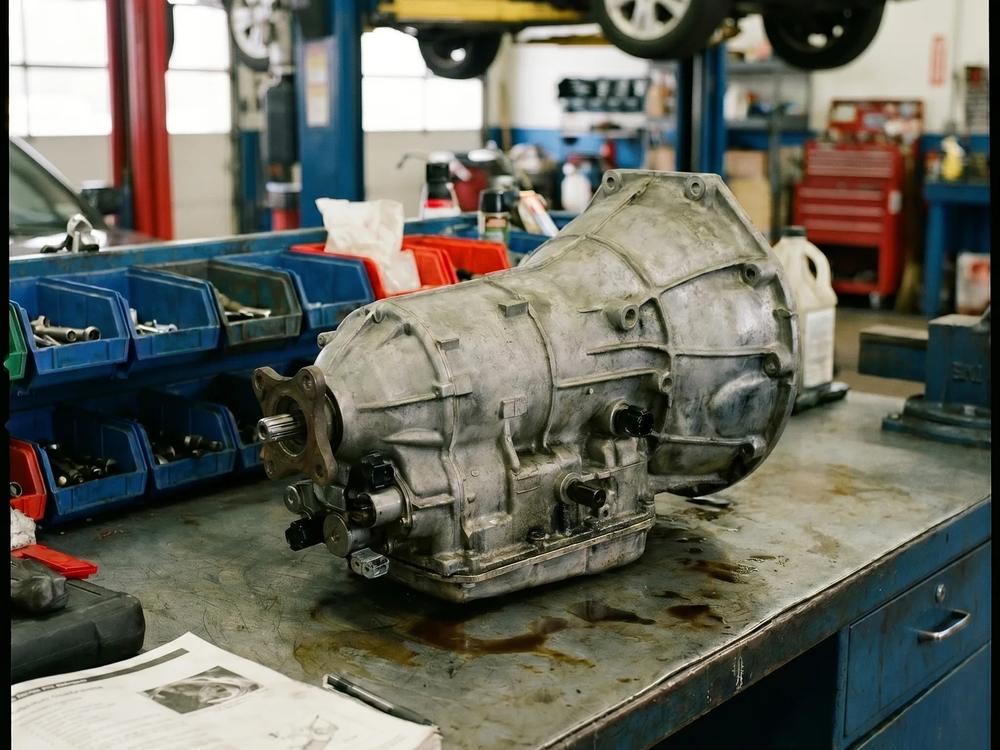 Automatic transmission on a shop bench